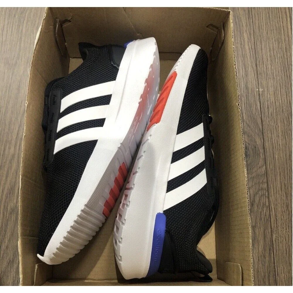 ADIDAS RACER TR21 K Boys Sz 13 K Big Boy Black/White/Ink Mesh Running Shoes - Picture 12 of 13